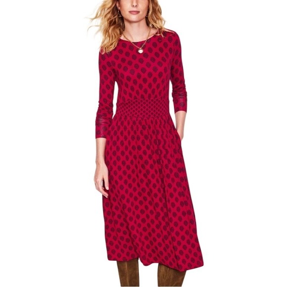 Boden Dresses & Skirts - NEW Boden Thea Jersey Midi Dress Womens 20-22R Block Print Long Sleeve Pocket